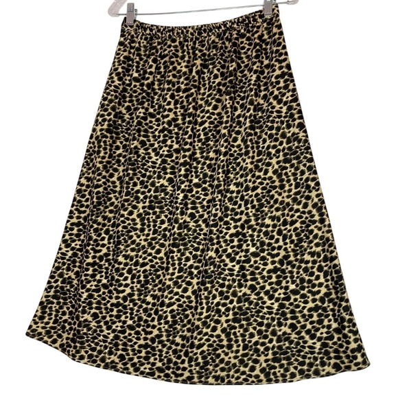 J. Crew Leopard Print Midi Skirt Elastic Waist A-Line Womens Small Casual Office - Picture 2 of 7